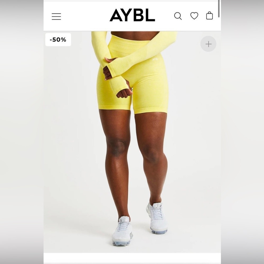 AYBL seamless high waisted shorts, ombre yellow size XS